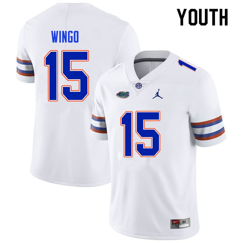 Youth NCAA Florida Gators Derek Wingo #15 Stitched Authentic Nike White College Football Jersey LLC8065TX